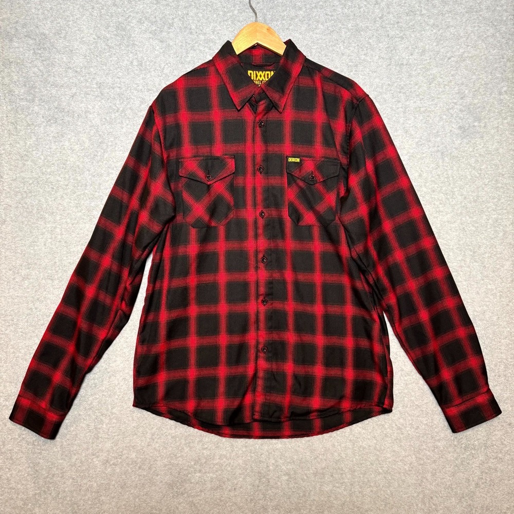 Dixxon Flannel Co. Shirt Men's Griffin Large Tall Black & Red‎ Plaid Button-Up